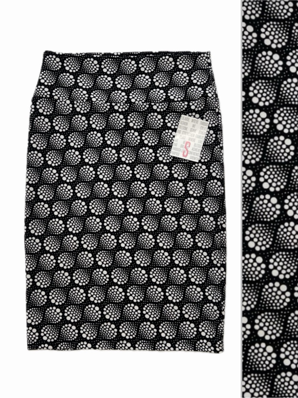 NWT High Waist Pencil Skirt LuLaRoe Cassie Stretch Black White Geo Small S NEW